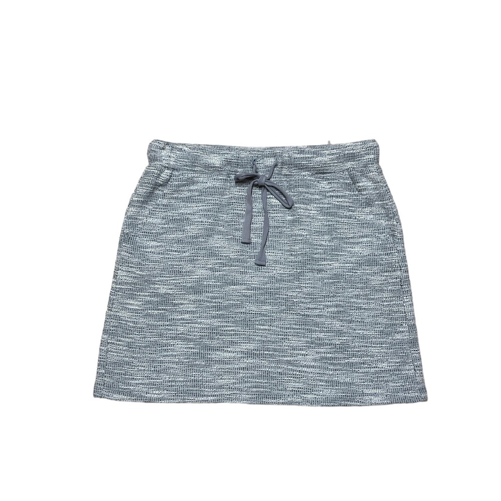 Loft Mini Skirt Women’s M Blue Casual Tie Waist A Line Pull On Textured Fabric